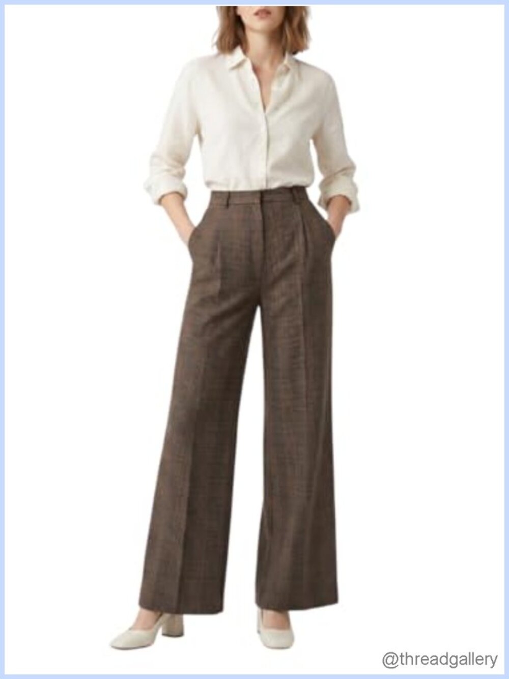High Waisted Wide Leg Palazzo Pants Extra Long Flowy Plaid Trousers